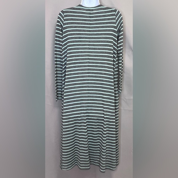 LuLaRoe Long Open‎ Duster Cardigan Sweater Women's Sz S Teal Green Gray Striped - Picture 2 of 9
